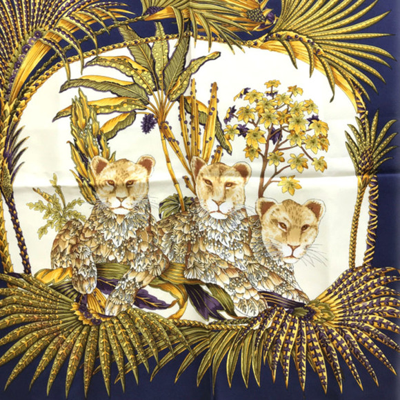 SALVATORE FERRAGAMO Silk Scarf Navy - Picture 5 of 10